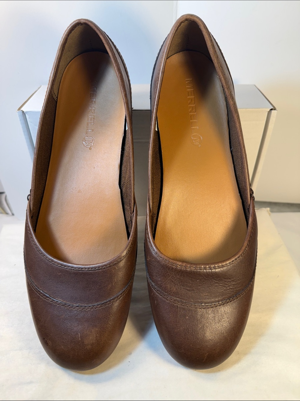 Merrell Brown Leather Slip-On Ballet Flats
